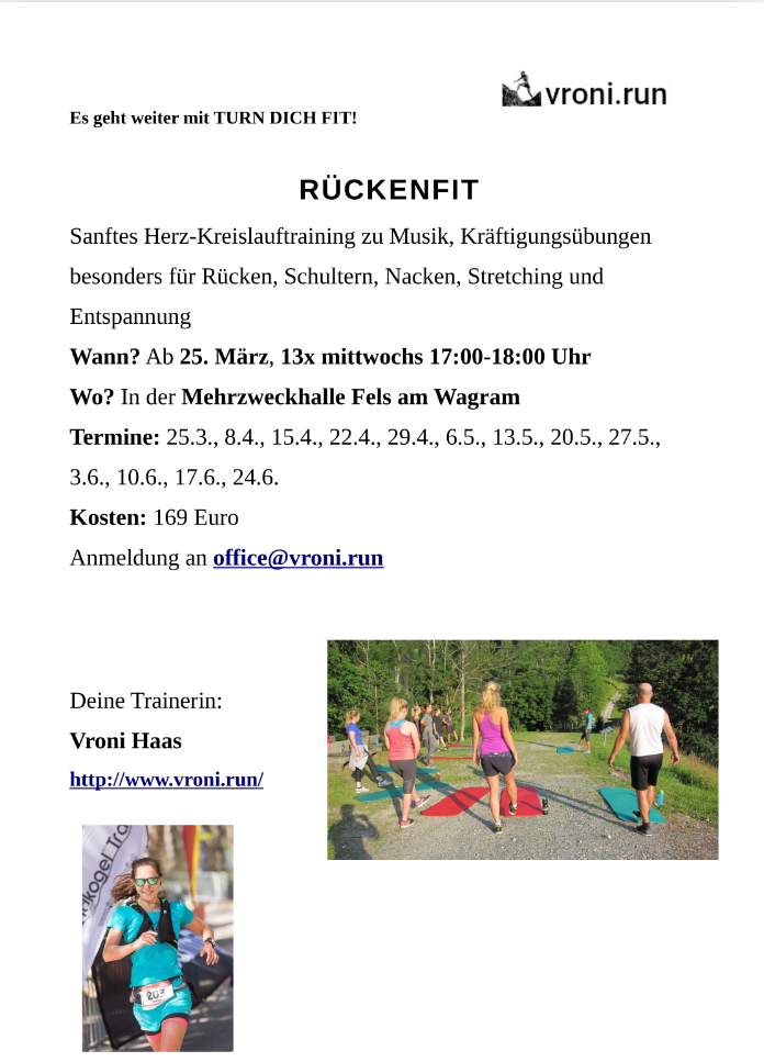 Rückenfit und Workout in FELS