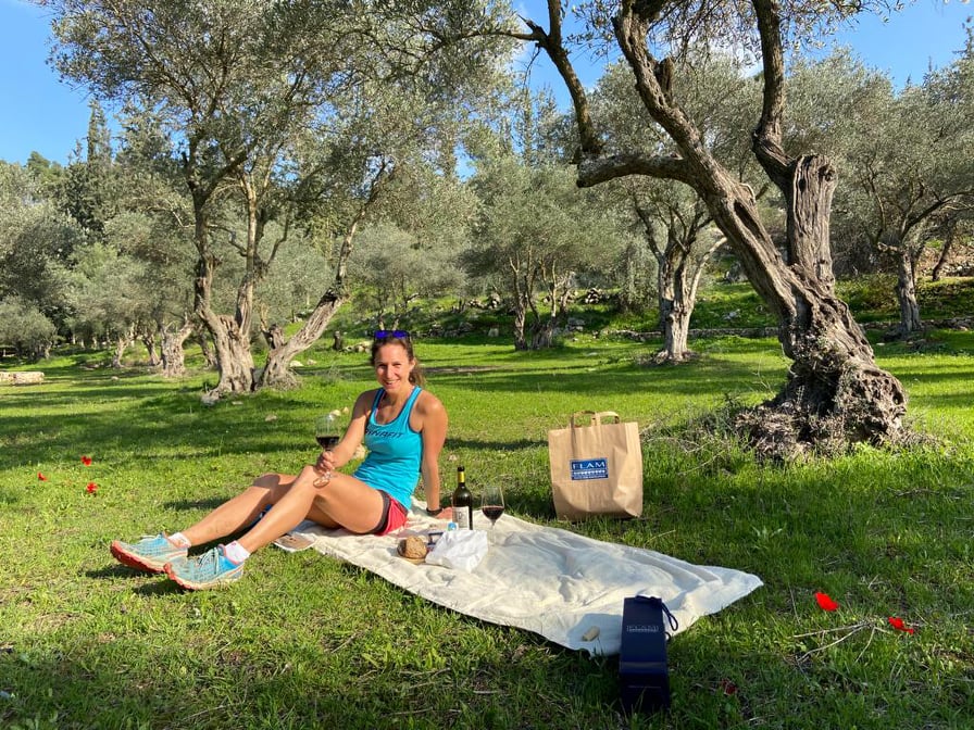 Picknick unter Olivenbaum