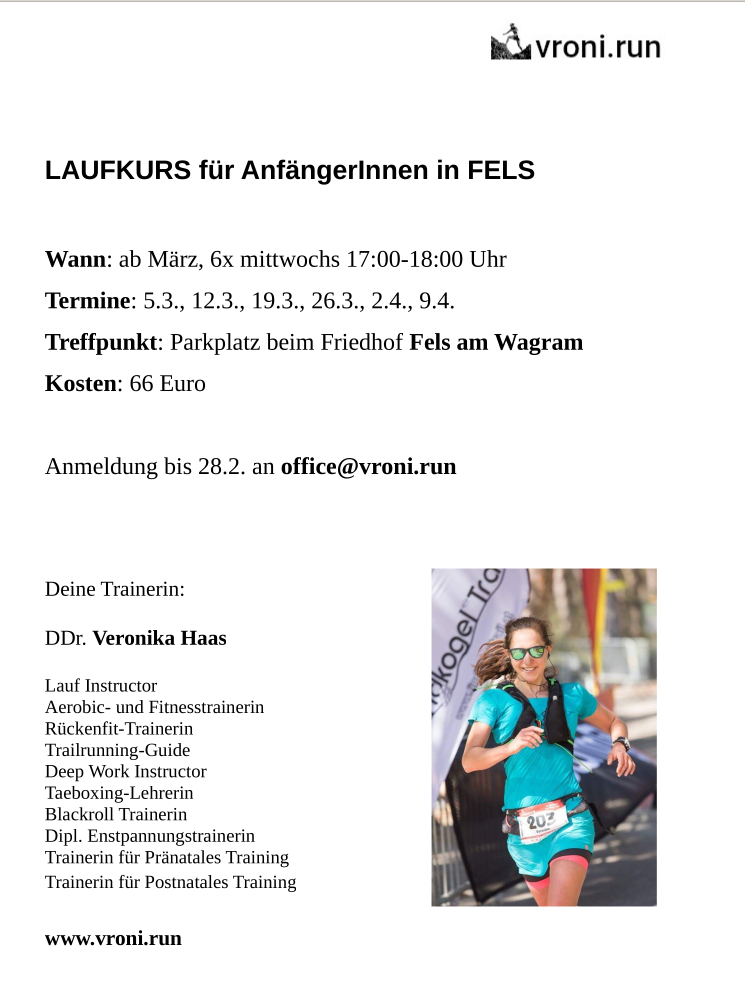 LAUFKURS FÜR ANFÄNGER:innen in FELS